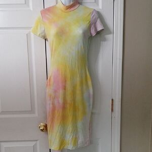 Heart & Hips Multicolor Tie-Dye fitted Dress Sz S EUC